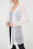 White | Crochet Knit Longline Waterfall Cardigan
