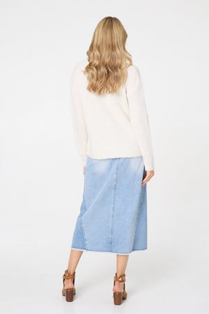 White | Floral Embroidered Textured Cardigan
