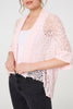 Pink | Crochet Knit Texture Waterfall Cardigan
