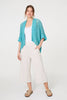 Turquoise | Crochet Knit Texture Waterfall Cardigan
