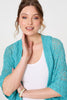Turquoise | Crochet Knit Texture Waterfall Cardigan
