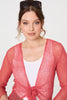 Coral | Sheer 3/4 Sleeve Open Front Cardigan
