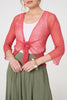 Coral | Sheer 3/4 Sleeve Open Front Cardigan
