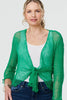Green | Sheer 3/4 Sleeve Open Front Cardigan
