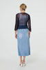 Navy | Sheer 3/4 Sleeve Open Front Cardigan
