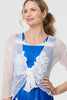 White | Sheer 3/4 Sleeve Open Front Cardigan
