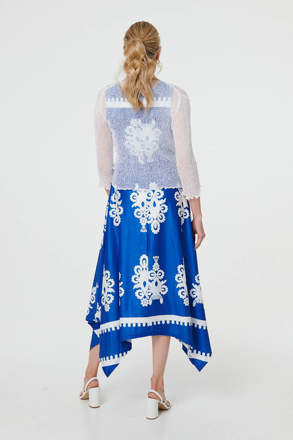 White | Sheer 3/4 Sleeve Open Front Cardigan
