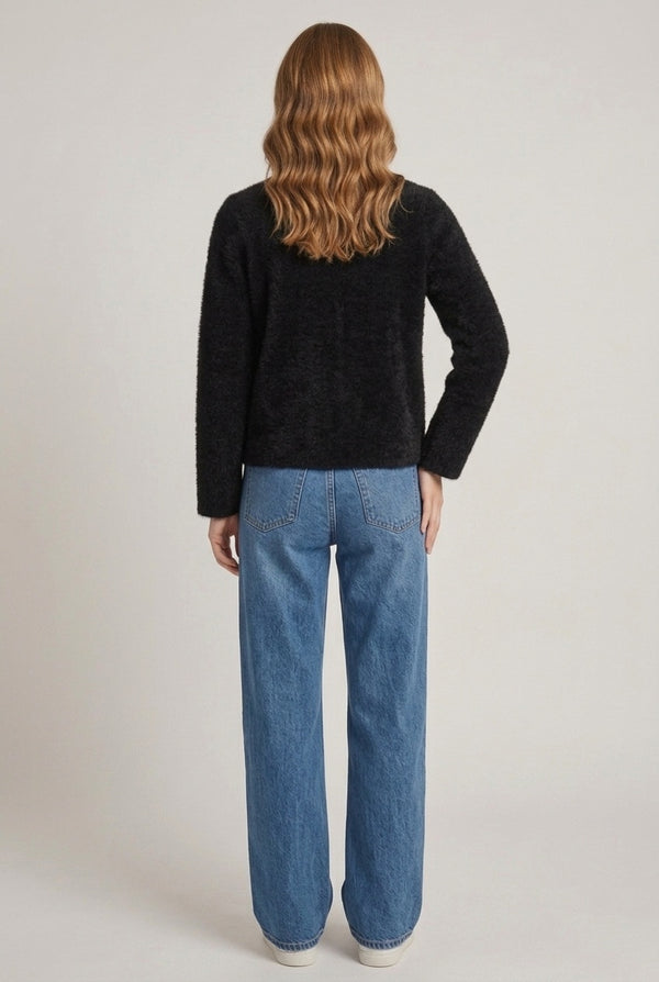 Black | Soft Texture Mandarin Collar Jacket