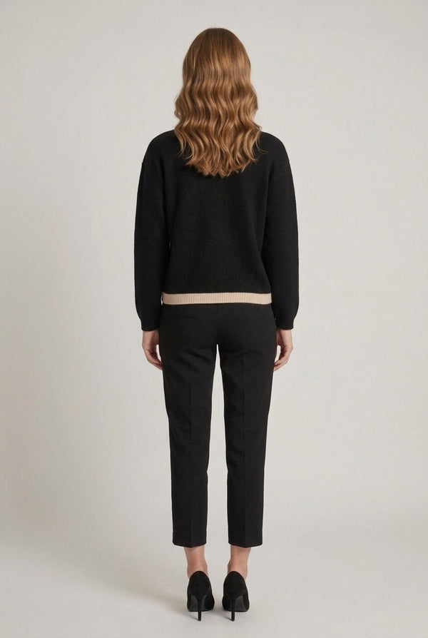 Black | Leaf Print Mandarin Button-Up Cardigan