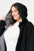 Black | Open Front Hooded Longline Cardigan