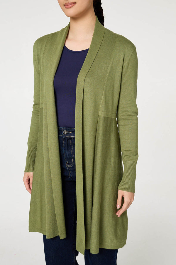 Pistachio | Open Front Longline Relaxed Cardigan