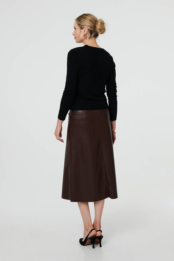 Black | Cropped Button-Up Slim Knit Cardigan
