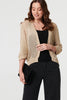 Gold | Chevron Texture Mesh 1/2 Sleeve Cardigan
