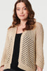 Gold | Chevron Texture Mesh 1/2 Sleeve Cardigan
