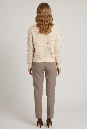 Cream | Printed Textured Drop Shoulder Cardigan