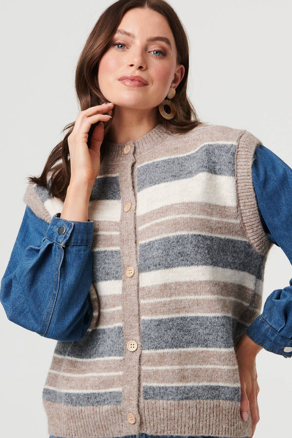 Grey | Denim Knit Contrast Texture Jacket
