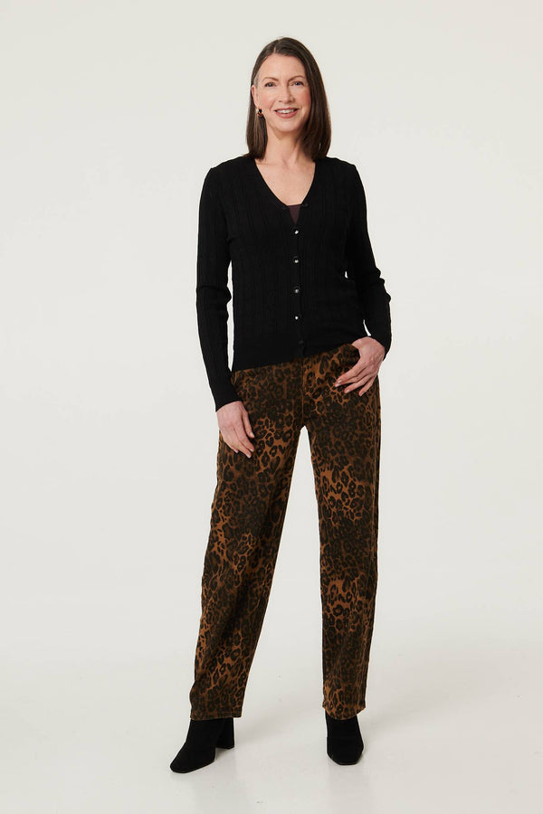 Black | Heart Textured Slim Long Sleeve Cardigan