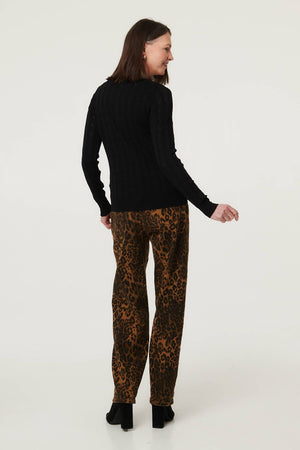 Black | Heart Textured Slim Long Sleeve Cardigan