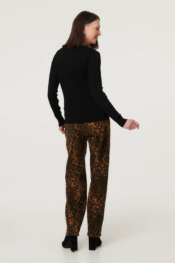 Black | Heart Textured Slim Long Sleeve Cardigan