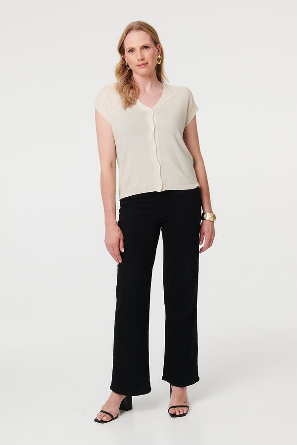 Cream | Sleeveless Button Front Knit Vest