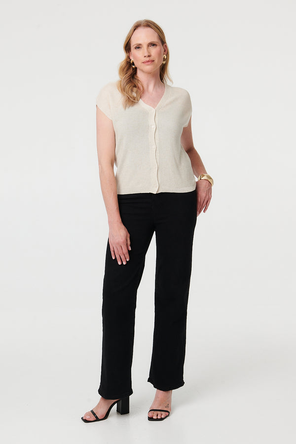 Cream | Sleeveless Button Front Knit Vest