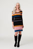 Black | Striped 3/4 Sleeve Knit Dress : Model is 5'8.5