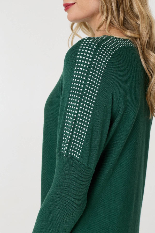 Green | Geo Print Long Sleeve Short Jumper Dress
