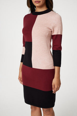 Red | Colour Block Bodycon Knit Dress