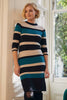 Black | Striped Bodycon Short Knit Dress : Model is 5'10