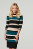 Black | Striped Bodycon Short Knit Dress : Model is 5'10