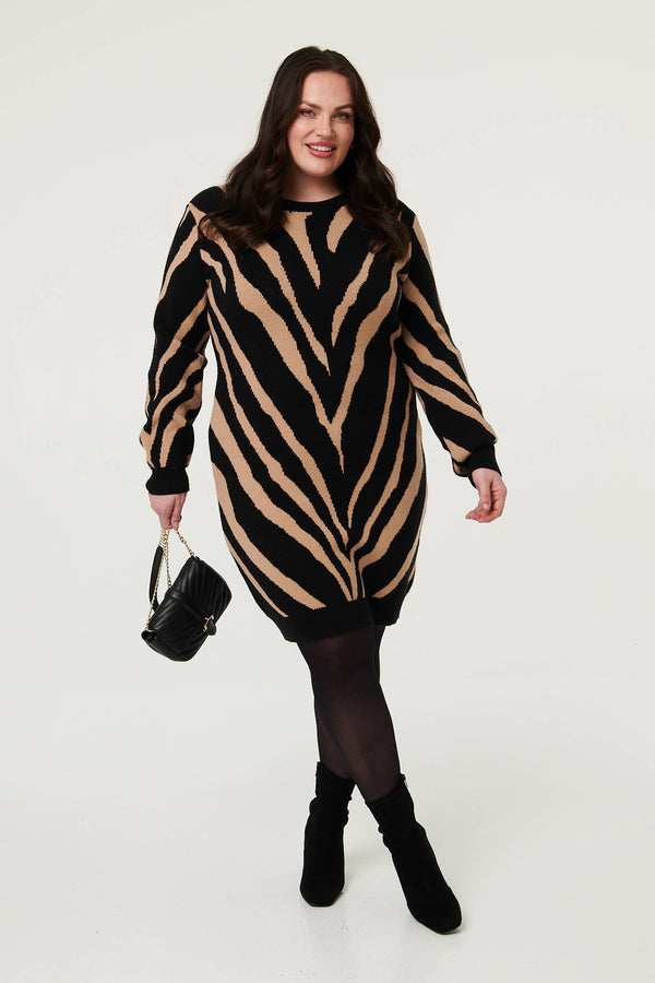 Black | Animal Print Short Knit Dress