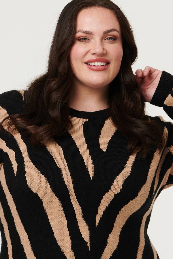 Black | Animal Print Short Knit Dress