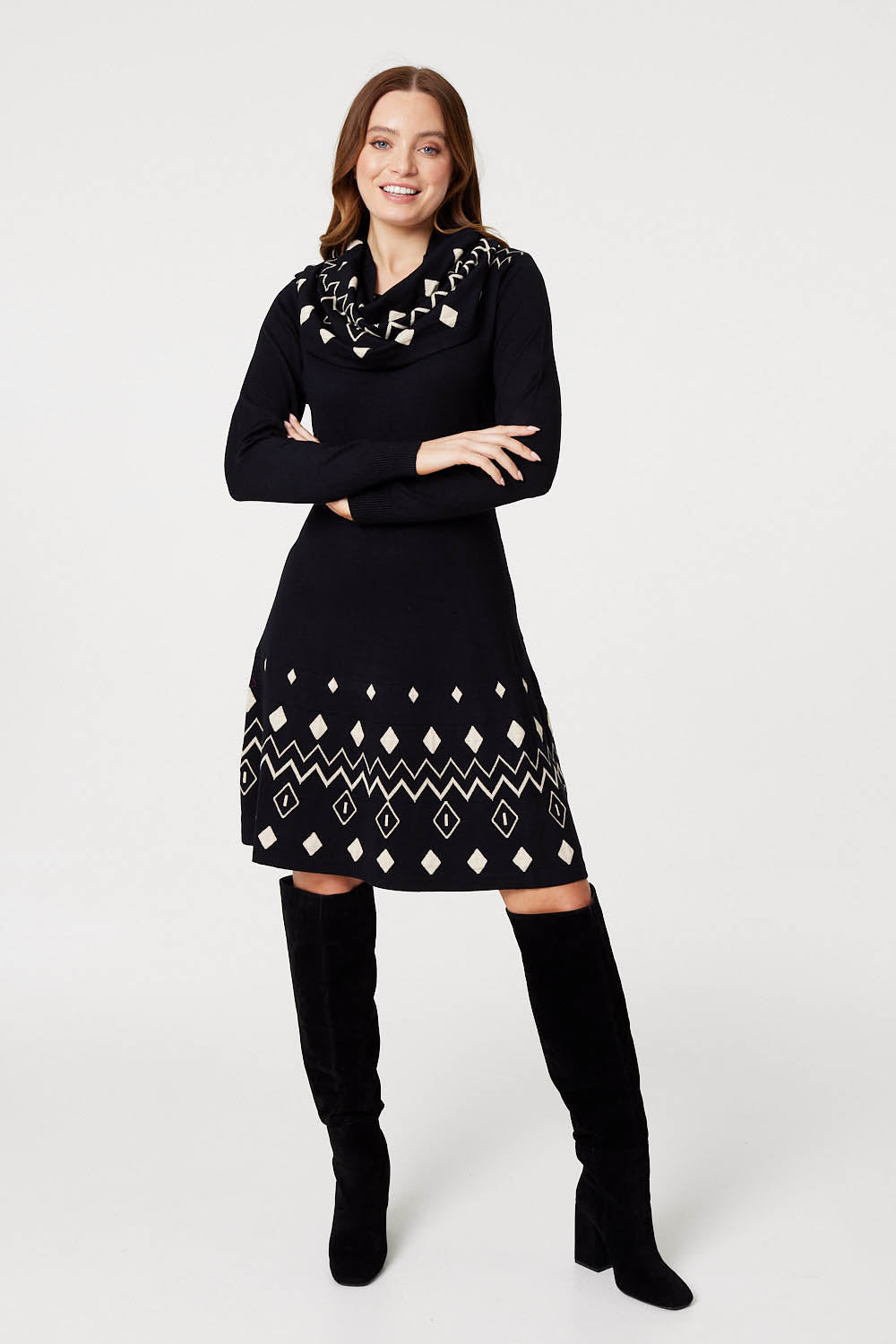Printed Knit Skater Dress
