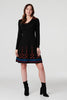 Black | Printed Fit & Flare Dress with Scarf