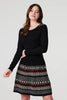 Black | Nordic Print Skater Dress with Scarf