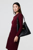 Red | Zip Collar Pleated Knit Dress