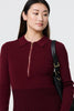 Red | Zip Collar Pleated Knit Dress