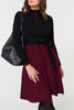 Black | Checked Pleated Knee Length Jumper Dress
