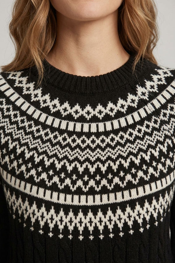 Black | Aztec Print High Neck Midi Jumper Dress