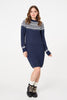 Navy | Nordic Print High Neck Jumper Dress