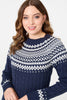 Navy | Nordic Print High Neck Jumper Dress