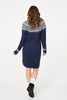Navy | Nordic Print High Neck Jumper Dress
