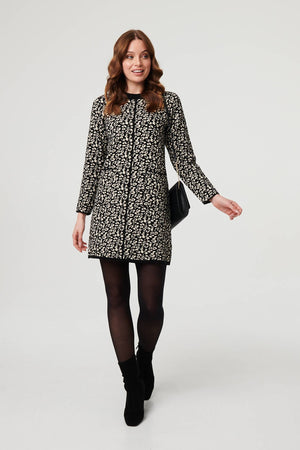 Black | Animal Print Short Knit Shift Dress
