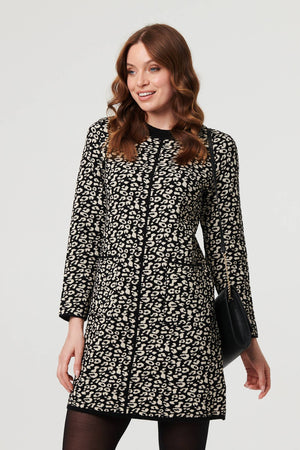 Black | Animal Print Short Knit Shift Dress
