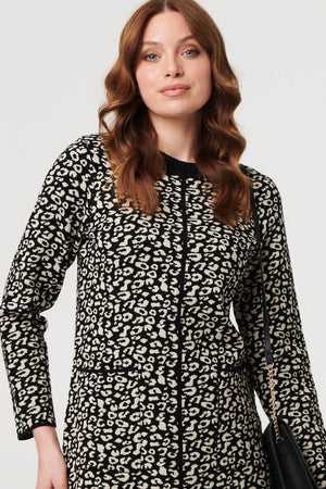 Black | Animal Print Short Knit Shift Dress
