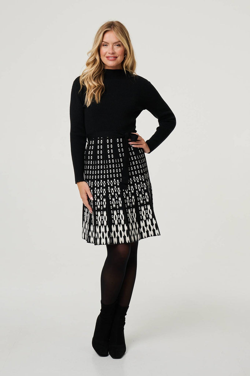 Geo Print Knee Length Jumper Dress | Izabel London Geo Print Knee Length Jumper Dress | Izabel London