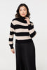 Black | Striped High Neck Pleat Knit Maxi Dress
