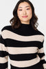 Black | Striped High Neck Pleat Knit Maxi Dress
