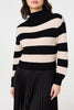 Black | Striped High Neck Pleat Knit Maxi Dress
