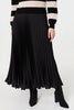 Black | Striped High Neck Pleat Knit Maxi Dress

